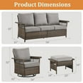 thumbnail image 6 of PARKWELL 5-Piece Outdoor Sectional Sofa Set with 3-Seat Sofa,2 Swivel Rocking Chairs and 2 Ottoman Seat Foot Rest,Rattan Wicker Conversation Furniture Sets,Gray, 6 of 10