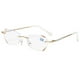 thumbnail image 3 of Gafas antienvejecimiento con luz azul perforada sin marco con borde de diamante para mujer, gafas planas para miopía, 3 of 5