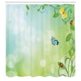 thumbnail image 3 of Ambesonne Butterfly Shower Curtain, Spring Flowers Sunny, 69"Wx75"L, Pale Green, 3 of 5