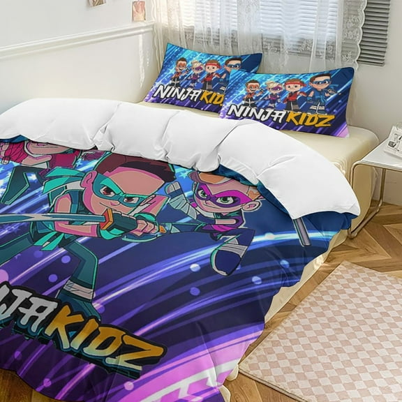 Ninja TV Kidz Comfortable 3-Piece Bedding Set Pillow Case Bed Duvet Cover Pillowcases