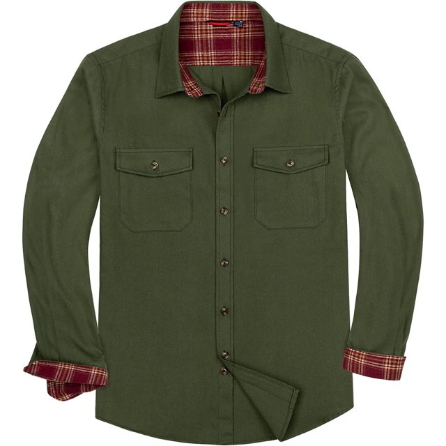 Alimens & Gentle Camisas casuales de franela a cuadros de manga larga con botones y ajuste regular para hombre