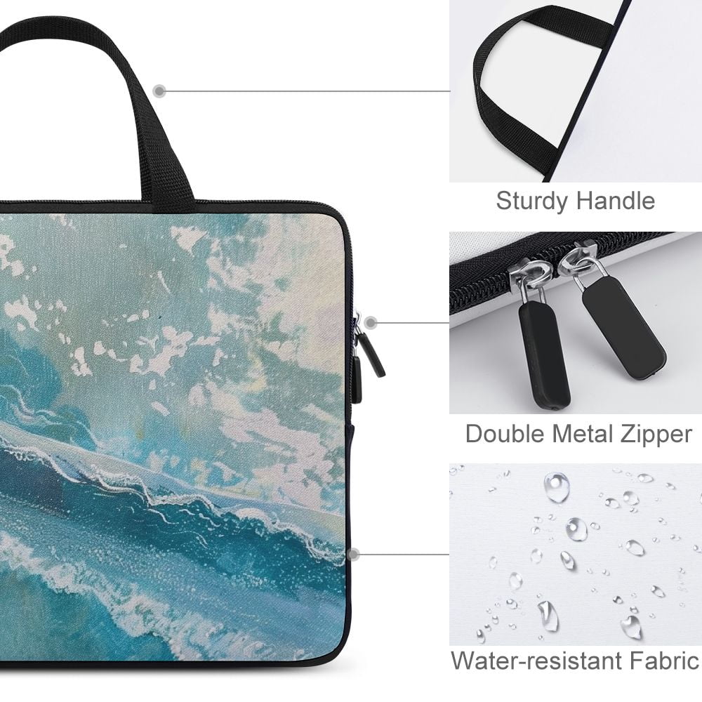 JRXY Wave Ocean Sky Diving Fabric Computer Protective Handle Case Laptop Sleeve Bag 15inch