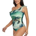 thumbnail image 2 of Wukai Watercolor Turtle1 Chic One Shoulder Swimwear with Ruffle Design and Tummy Control Skirt: Fashionable, Supportive, Comfortable for Beach-XX-Large, 2 of 7