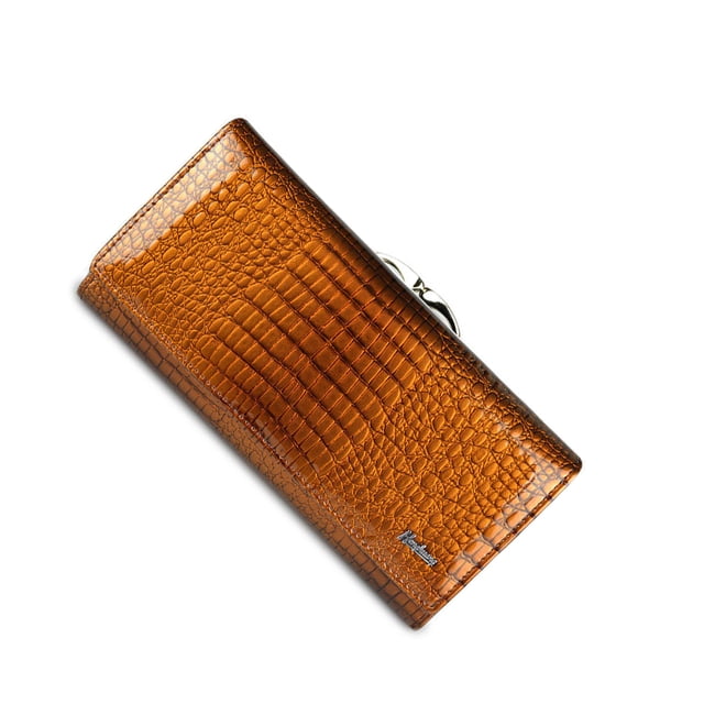 Guardurnaity Cartera de tipo largo para mujer, monedero de cuero para cambio de dinero, tarjetero portátil para mujer, bolso de mano, billetera Carteras Naranja
