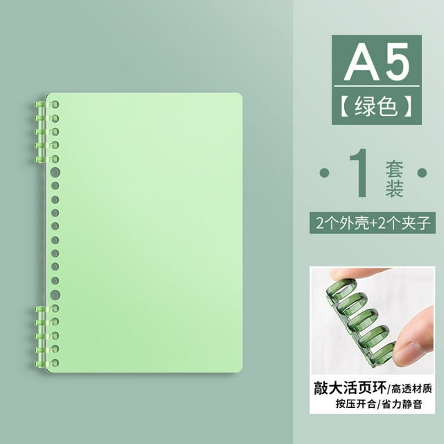 Nvzi Cuaderno espiral A5 a cuadros, con hojas gruesas extraíbles, tapa dura, 120 páginas / 60 hojas, para tomar notas, oficina y hogar, 1 unidad, verde claro.