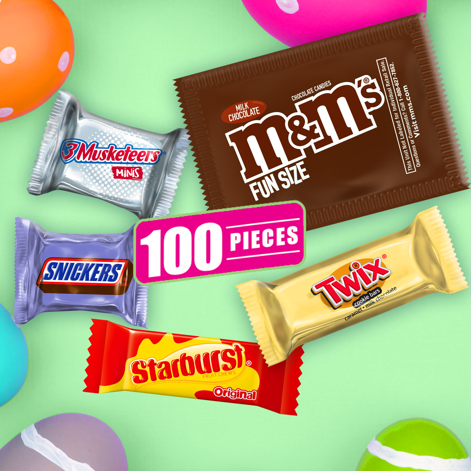 M&M's, Snickers, Twix, 3 Musketeers & Starburst Easter Basket Stuffers - 100 Ct Bulk bag - image 4 of 14