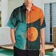 thumbnail image 2 of Abstract Orange Teal Geometric Art Men's Shirt Short Sleeves Printed Button Down Summer Shirts, 2 of 6