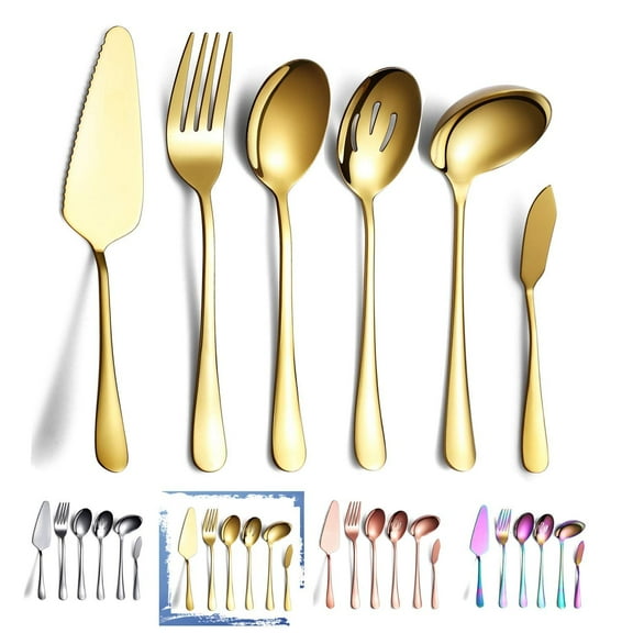 suxuMhao Tableware Sets - Gold, One Size (1 Set) , Silverware Set, Dishes Set, Dinnerware Sets, Premium Stainless Steel Tableware , Parties & Daily Use , Elegant Table Setting Essentials​