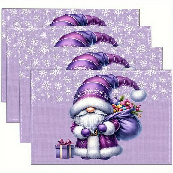 Merry Christmas Placemats Set of 4 Cute Snowman Table Mats Christmas Tree Place Mat for Kitchen Dining Table Party Decor Indoor Outdoor 18"x12" Non-Slip Easy to Clean Snowflake