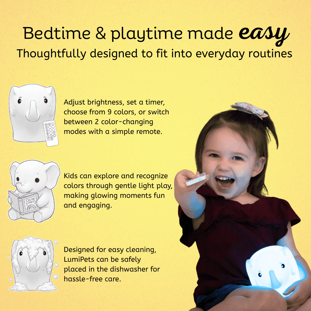 LumiPets&reg; Eggbert the Elephant- Children's Touch Night Light