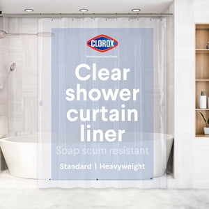 Clorox Heavyweight Shower Curtain Liner, Clear PEVA, 72" x 72"