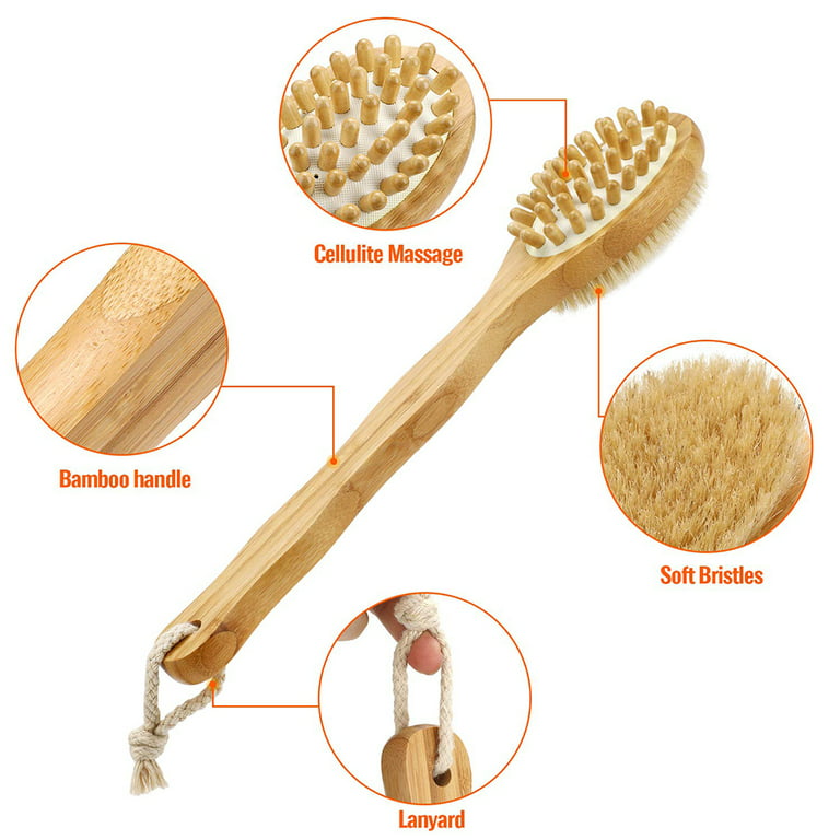 Dry Brushing Body Brush, Exfoliating Back Bath Brush for Shower, Long  Handle - Body Scrub Brush Wooden Massage Brushing Dry Remove Dead Skin