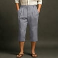 thumbnail image 2 of longantii Mens Shorts Mens High Waist Linen Pleated Capri Pants Formal Casual Rolled Cuff Shorts for Summer Baggy Business Work Pants Gray XL, 2 of 4
