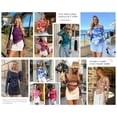 thumbnail image 5 of PRETTYGARDEN Womens Fall Trendy Off Shoulder Y2k Tops Tie Dye Mesh Long Sleeve Shirts Asymmetrical Ruched Floral Blouse, 5 of 8