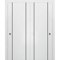 Sliding Closet Bypass Doors 36 x 80 inches | Planum 0016 White Silk with Frosted Glass | Sturdy Rails Moldings Trims Hardware Set | Wood Solid Bedroom Wardrobe Doors