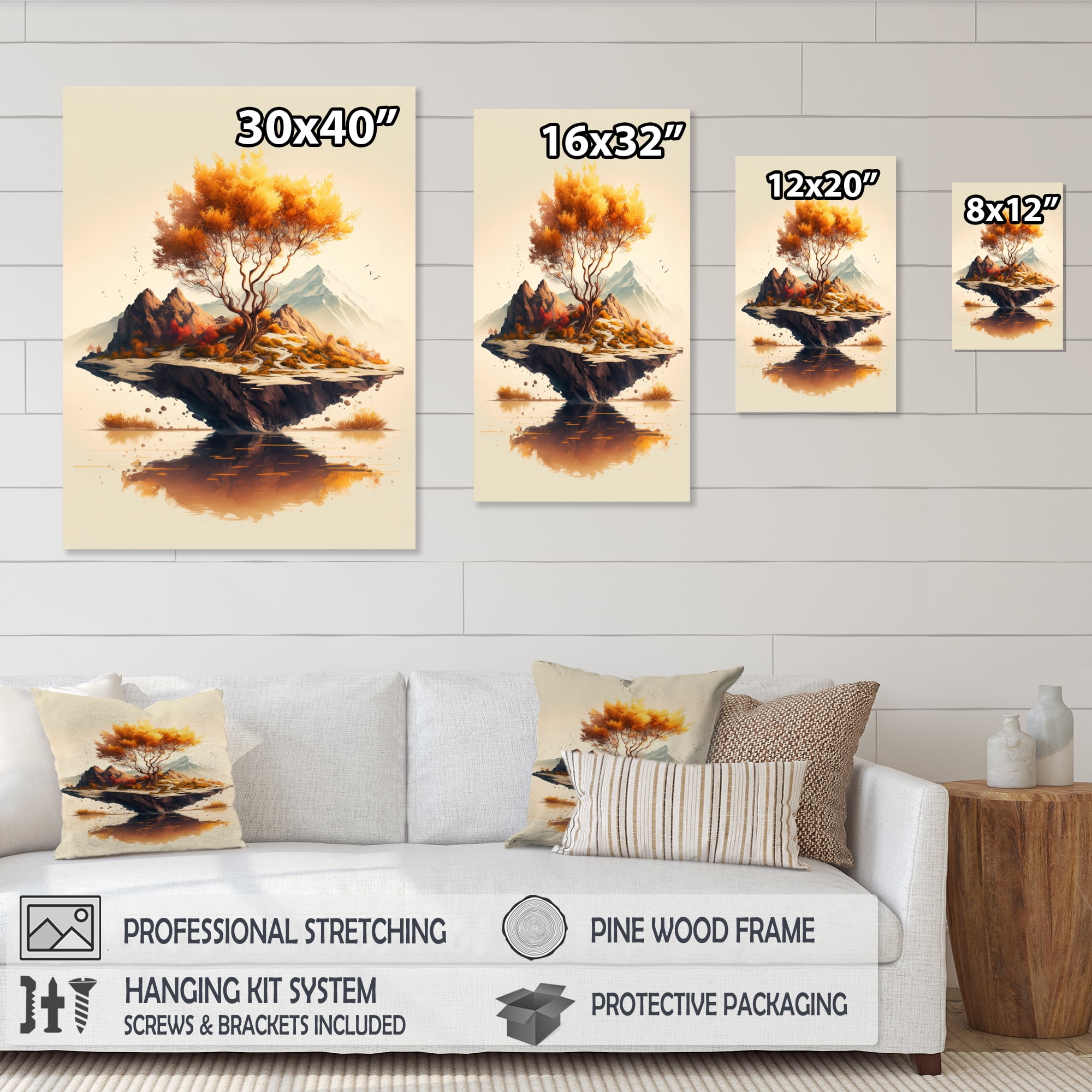 Designart Bright Bonsai Tree On Rock I Canvas Wall Art