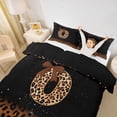 thumbnail image 3 of jejeloiu Classic Leopard Monogram O Queen Duvet Cover Set For Girls,Brown Bow Glitter Print Initial Bedding For Kids,Black Reversible,3 Pieces(No Comforter), 3 of 6