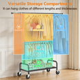 thumbnail image 4 of UNTIMATY Heavy Duty Clothes Rack, Double Rod Clothing Rack for Hanging Clothes, Rolling Garment Rack, Adjustable Freestanding Wardrobe Closet Coat Rack for Bedroom Laundry Living Room, Black, 4 of 11