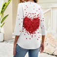 thumbnail image 2 of Bbyeadc Women's Blouses Dressy Casual 3/4 Length Sleeve Heart Print Tops V Neck Button Tee Business Summer Pullover,White(S), 2 of 4