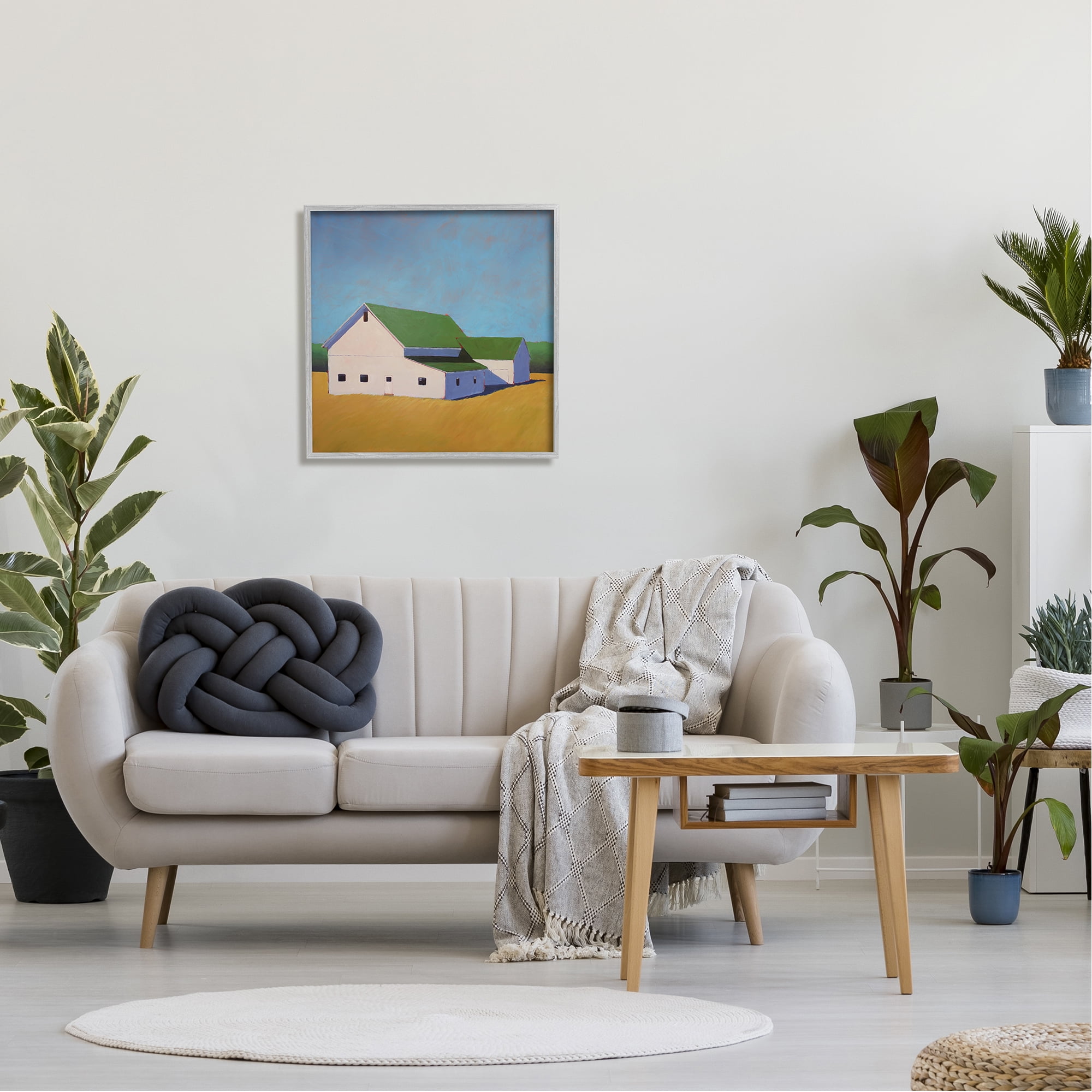 Stupell Industries Country Barn Landscape Travel & Places Painting Gray Framed Art Print Wall Art, 24 x 24