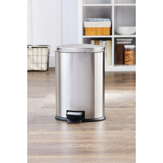 Hometrends 12 Litre Stainless Steel Kitchen Garbage Can Waste Bin with Durable Foot Pedal, Fingerprint-Resistant Finish