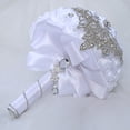 thumbnail image 3 of Namzi 1 Piece Vintage Wedding Bouquet, Satin Ribbon Rhinestone Bridal Bouquet, Ideal for Vintage Theme Evening Wedding Celebrations,White, 3 of 4