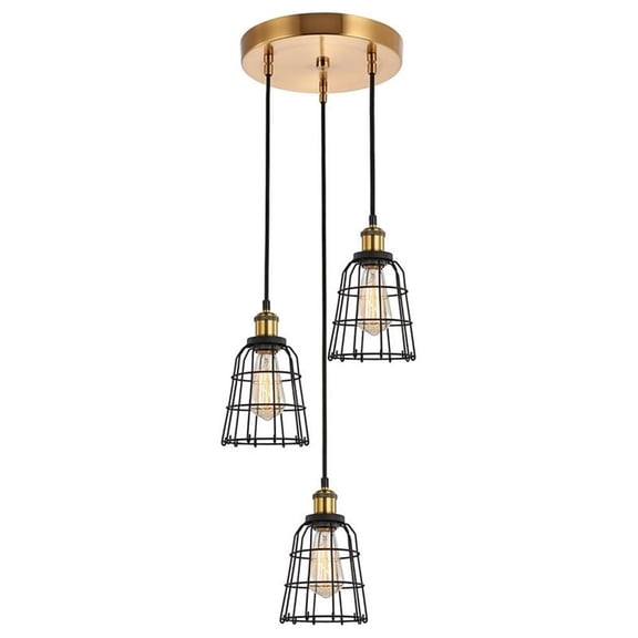 Woodbridge Lighting Fulton ST64 3-Light Metal Cluster Pendant in Brass