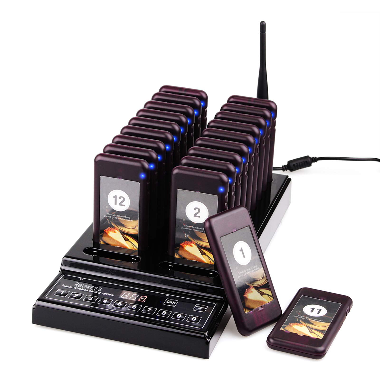 Restaurant Wireless Guest Paging Queuing System+20*Pager Receiver&Transmitter US 