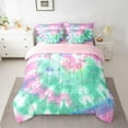 thumbnail image 2 of Manfei Tie Dye 7-Piece Bedding Comforter Set,Modern Aesthetic Art King Bedding Sets,Pink Green White Bed Sheets For Girls,Luxury Bedroom Decor Reversible, 2 of 8
