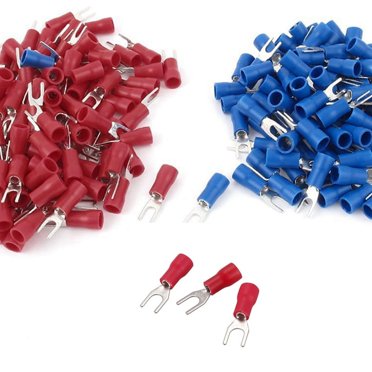 100x 12-10 AWG Non-Insulated Fork Spade Terminals – 1/4" Tab – Made In USA
