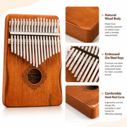 Kalimba Thumb Piano for Adults - Portable Musical Instruments for Beginners, 17-Key