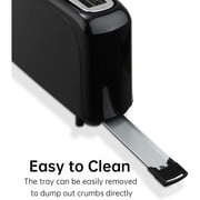 2-Slice Slim Toaster, 6 Shade Settings with Cancel, Reheat & Defrost, 10 Long Slot, Auto Shut off, Removable Crumb Tray, Black