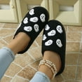 thumbnail image 6 of Qingpeng Womens Closed Back Ghost Pattern Plush Slippers Cozy Soft Indoor House Shoes with Contrast Design for Halloween Home Wear, 6 of 8
