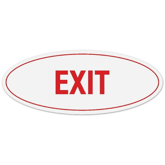 Signs ByLITA Oval Exit Sign - Laser-Engraved Lettering | Durable ABS Plastic | Vibrant Colors | Powerful Foam Tape (White/Red) - Large