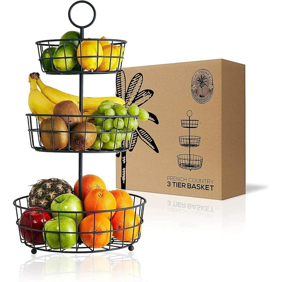 Regal Trunk & Co. French Country Wire 3 Tier Storage Fruit Basket, Eggs and More
