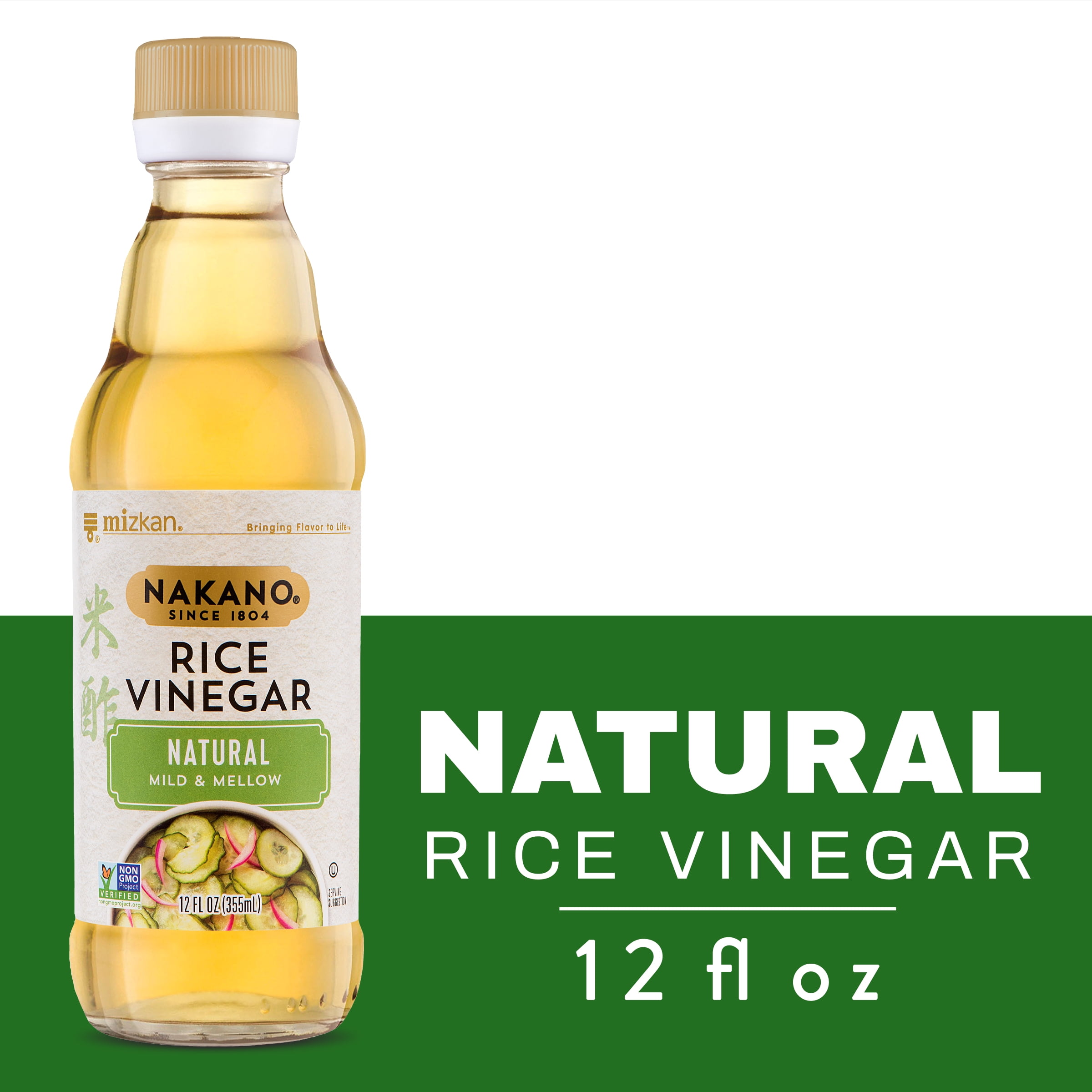 Nakano Natural Rice Vinegar, Vinegar with a Subtle and Mild Flavor Perfect for Marinades and a Salad Vinaigrette, 12 FL OZ
