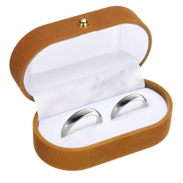 Caja de anillos de terciopelo Uxcell, pequeña caja de joyería de viaje, mini soporte para anillos, organizador de almacenamiento de joyas para mujeres y niñas, propuesta de boda, compromiso, naranja