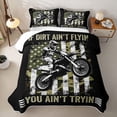 thumbnail image 2 of Meiyoeat Vintage Dirt Bike Pattern Twin Quilt Set for Men,American Flag Print Twin Coverlet Set,Camo Black Beige, 2 of 7