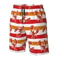 thumbnail image 6 of Uemuo Red Lobster Pattern Men's Swim Trunks Hawaiian Beach Bathing Suit Swimsuits Beach Quick-Dry Shorts with Pockets-, 6 of 9