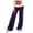 Navy, variant on cocolona Womens Patchwork Casual Yoga Pants Elastic Waist Straight Wide Leg Workout Lounge Pants with Pockets