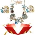 thumbnail image 1 of Collar de perlas de estrella de mar de concha, collar de perlas de estrella de mar boho, collar con colgante de océano, regalo de joyería para mujeres (azul-D), 1 of 6