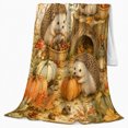 thumbnail image 2 of Whimsical Autumn Forest Hedgehog Scene Woodland Animal, Cozy Friendship Quote Scene, Warm Flannel Blanket for Living Room and Reading Nook, Art Lovers Thanksgiving Gift, Artistic Home Decor, 2 of 9