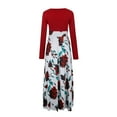 thumbnail image 4 of Ichuanyi Woman Dress Women Summer Long Sleeve Floral Printed Casual O-Neck Patchwork Dress Maxi Dress, 4 of 7