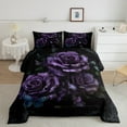 thumbnail image 2 of Feelyou Romantic Purple Rose Full Size Comforter Sets, Fashion Anniversary Bedding Comforter Set, Floral Flower Reversible Bedding Sets, Luxury Bedroom Decor, 3 Pieces, 2 of 8