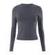 thumbnail image 5 of Top corto de manga larga con cuello redondo para mujer - Camiseta de punto acanalado - Poliéster, tallas S-L - Ropa informal/moda urbana, 5 of 5