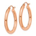 thumbnail image 4 of Auriga Fine Jewelry 14K Rose Gold 3mm Heart Tube Hoop Earrings (L-25mm, W-3mm) for Women, 4 of 5