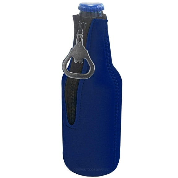 Neoprene Bottle Cooler Sleeves for 12oz Bottles with Bottle Opener- 1-Pack - Blank Design for any Event - Dual Sided Insulation Keeps Your Drinks Cool