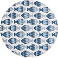 thumbnail image 2 of Unique Loom Outdoor Coastal Collection Area Rug - Pesci (12' Round Navy Blue/Ivory), 2 of 6