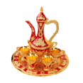 thumbnail image 1 of Tnarru European Turkish Coffee Set Beverage Drinkware Tea Trays Tea Service Set Water Serving Set for Wedding Dining Room Decoration Red, 1 of 8
