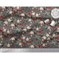 thumbnail image 2 of Soimoi Gray Silk Fabric Geometric Shapes & Baccara Rose Floral Print Print Sewing Fabric By the Yard 44 Inch Wide, 2 of 3